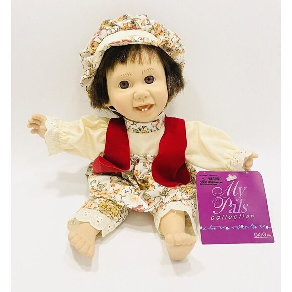 Vintage GIGO My Pals Ugly Doll 11" Girl Baby Happy Expression Teeth Floral - Picture 1 of 4
